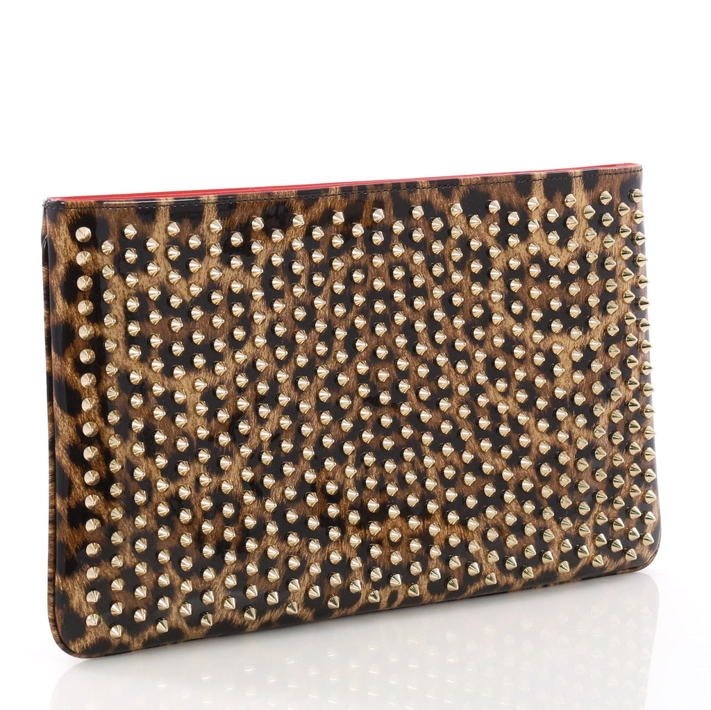 Loubiposh Clutch Printed Spiked Patent