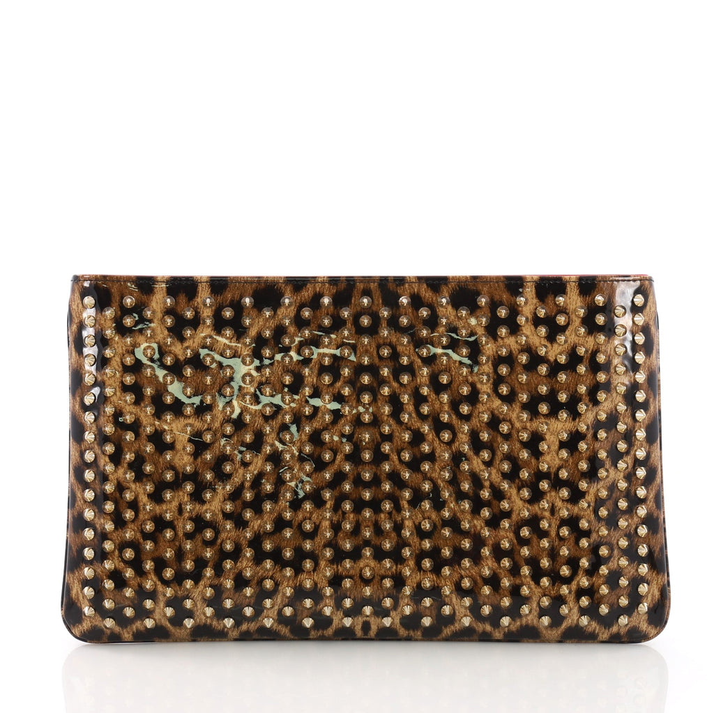 Loubiposh Clutch Printed Spiked Patent