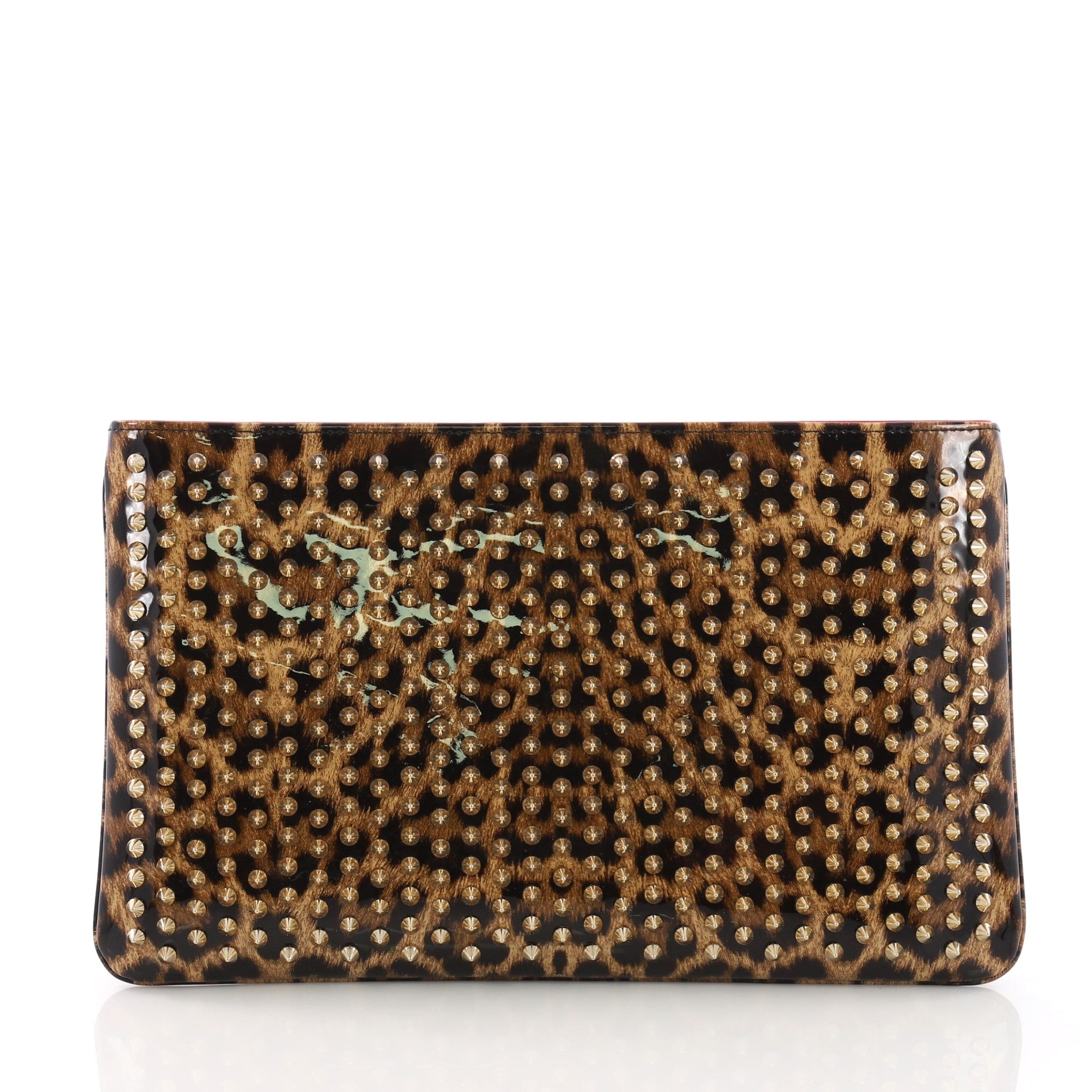 Loubiposh Clutch Printed Spiked Patent