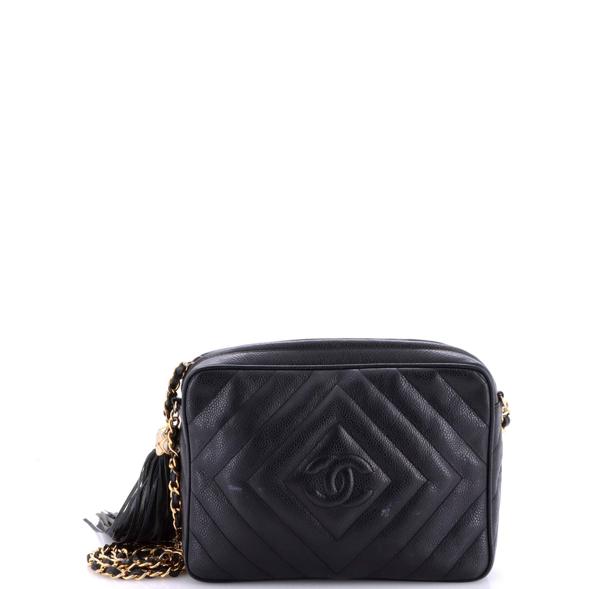 Vintage Diamond CC Camera Bag Quilted Caviar Small