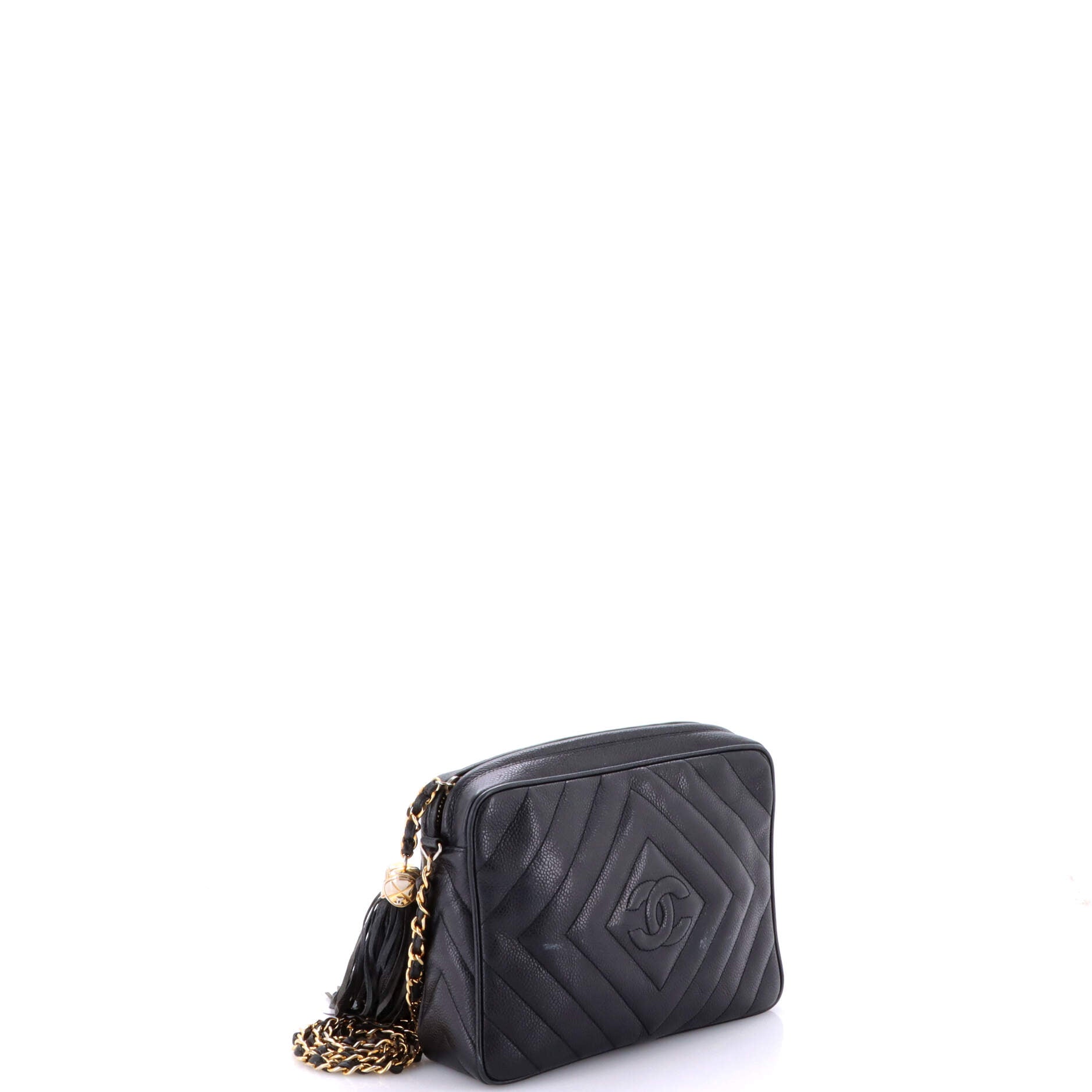 Vintage Diamond CC Camera Bag Quilted Caviar Small