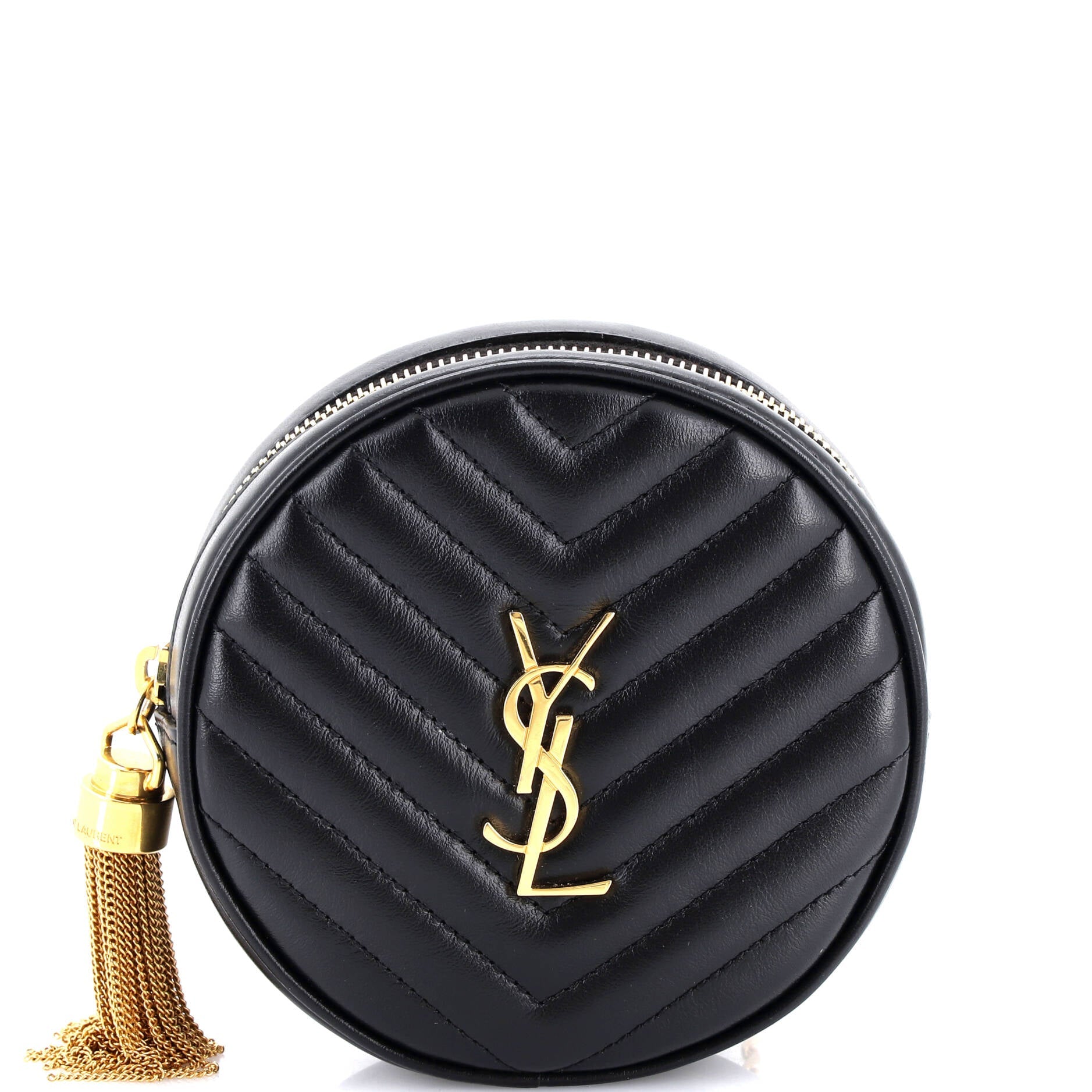Vinyle Round Belt Bag Matelasse Chevron Leather Baby