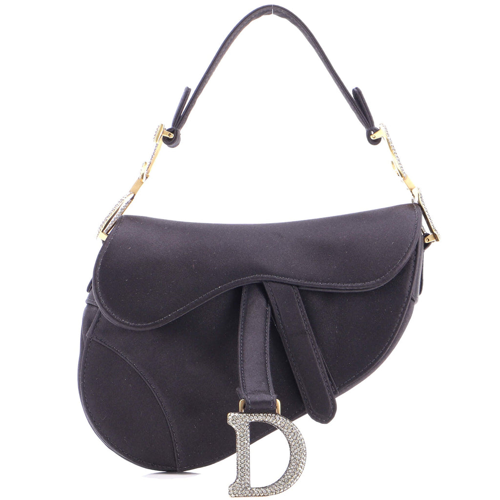 Saddle Handbag Satin with Crystals Mini