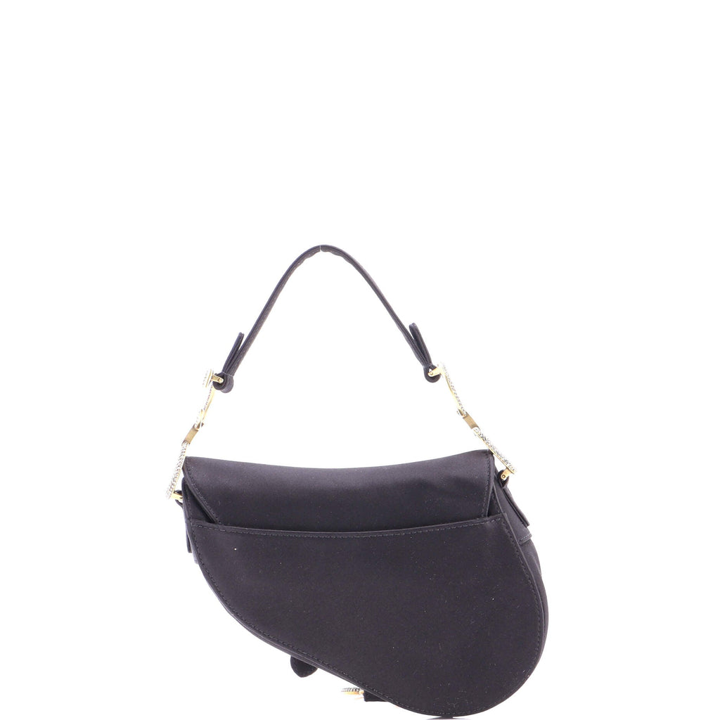 Saddle Handbag Satin with Crystals Mini