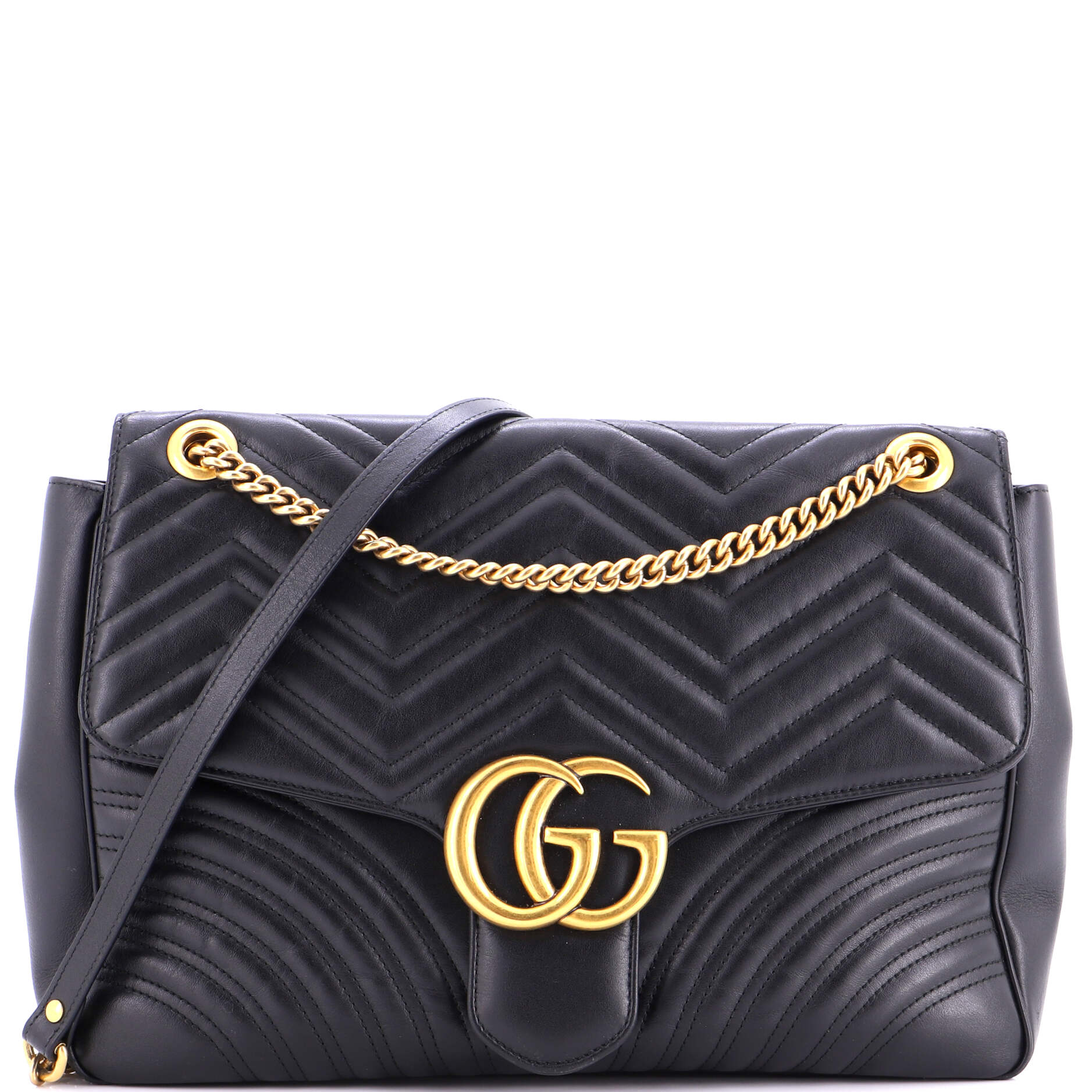 GG Marmont Flap Bag Matelasse Leather Large