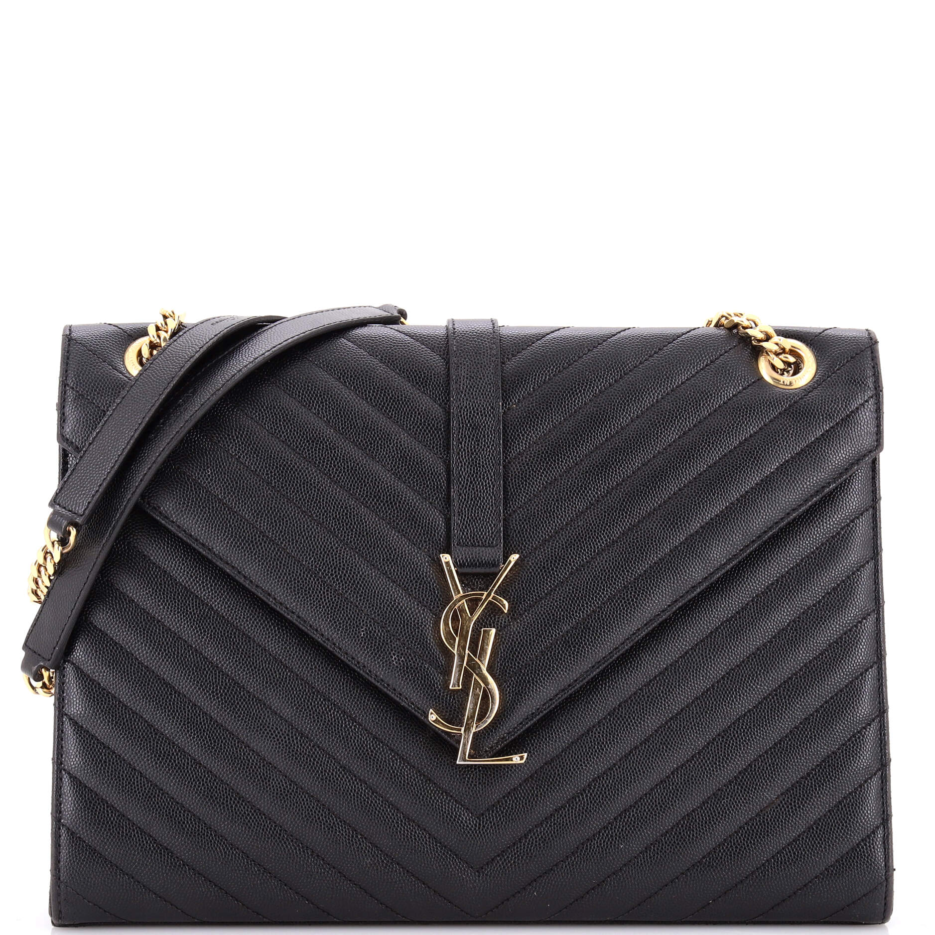 Classic Monogram Envelope Satchel Matelasse Chevron Leather Large