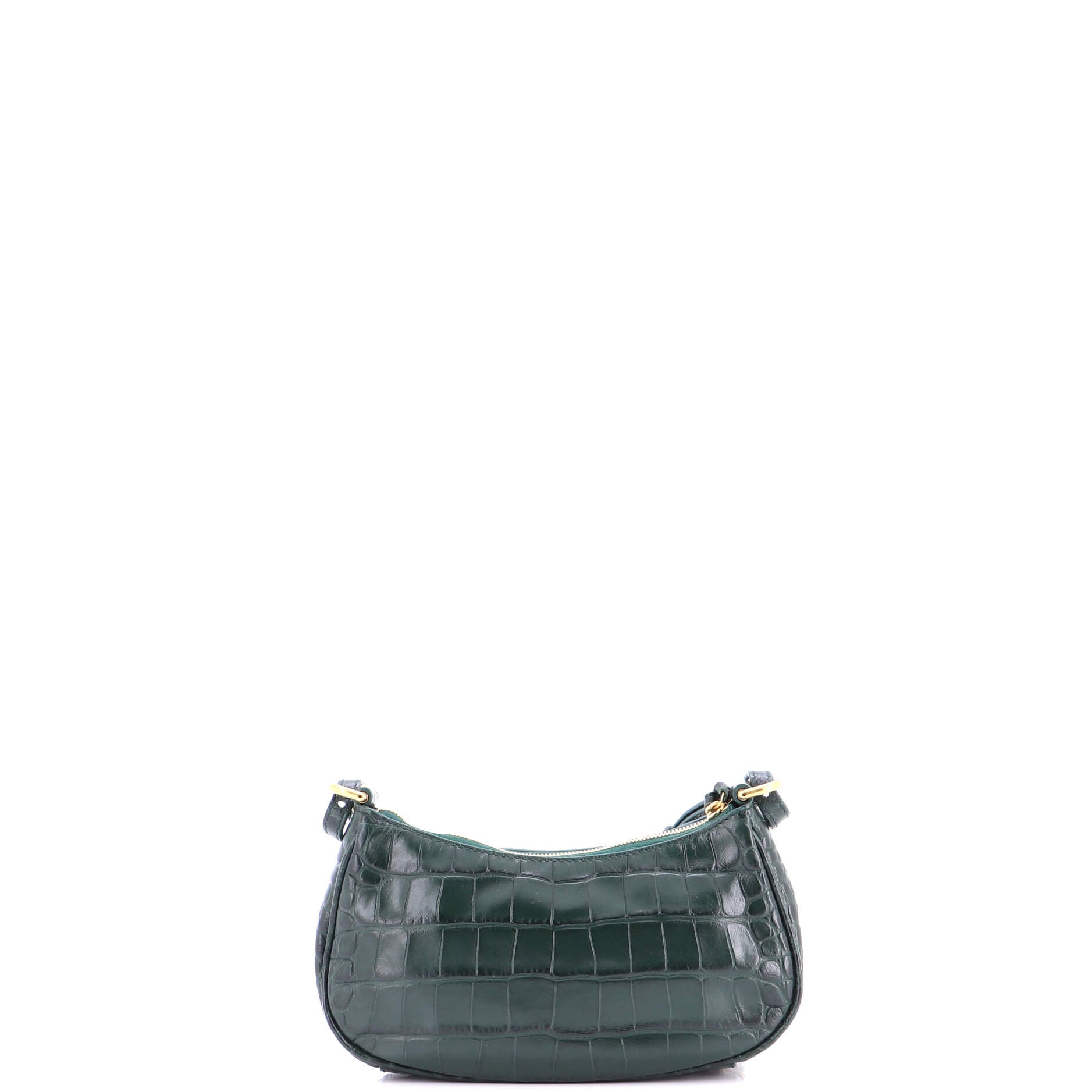 Le Cagole Giant Studs Shoulder Bag Crocodile Embossed Leather Mini