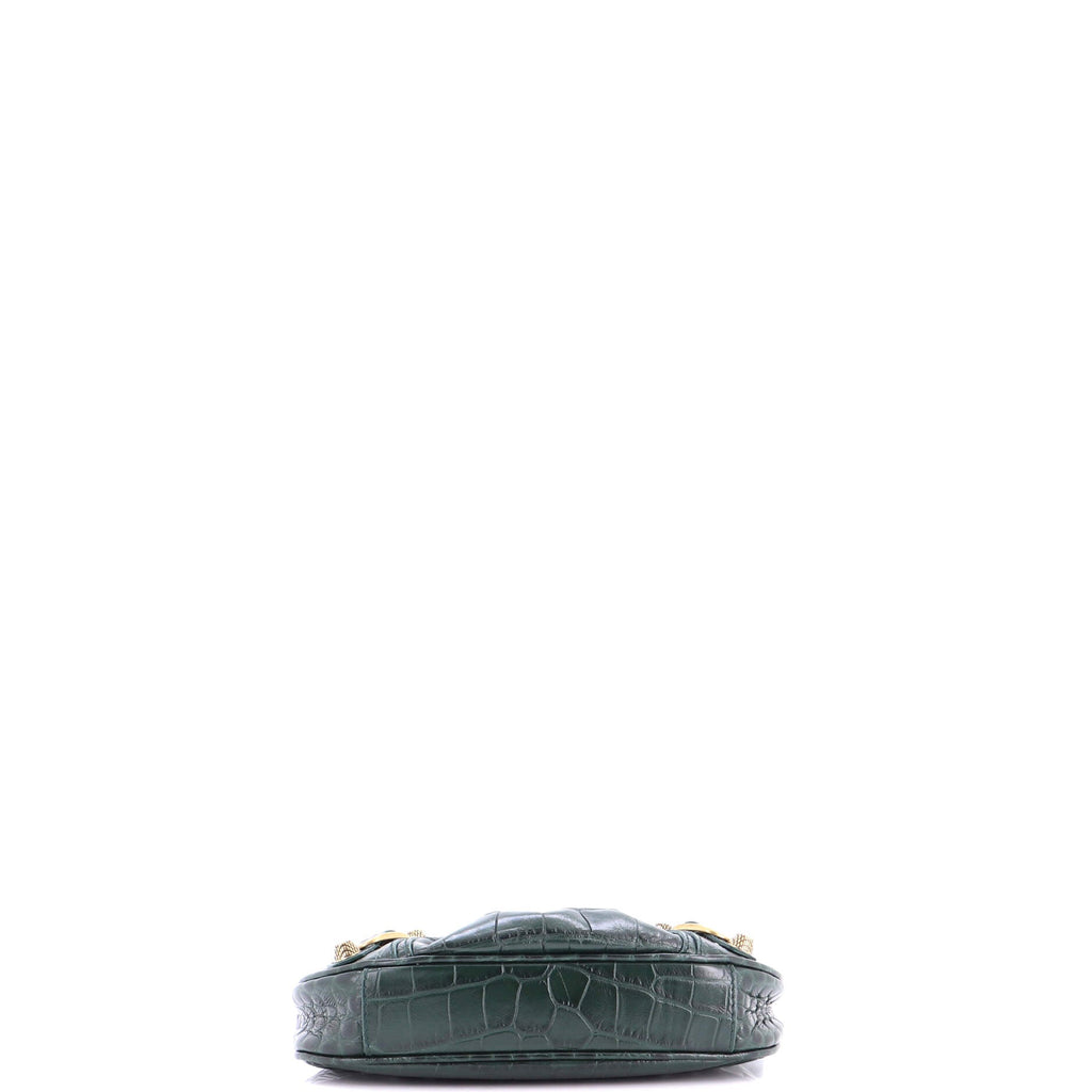 Le Cagole Giant Studs Shoulder Bag Crocodile Embossed Leather Mini