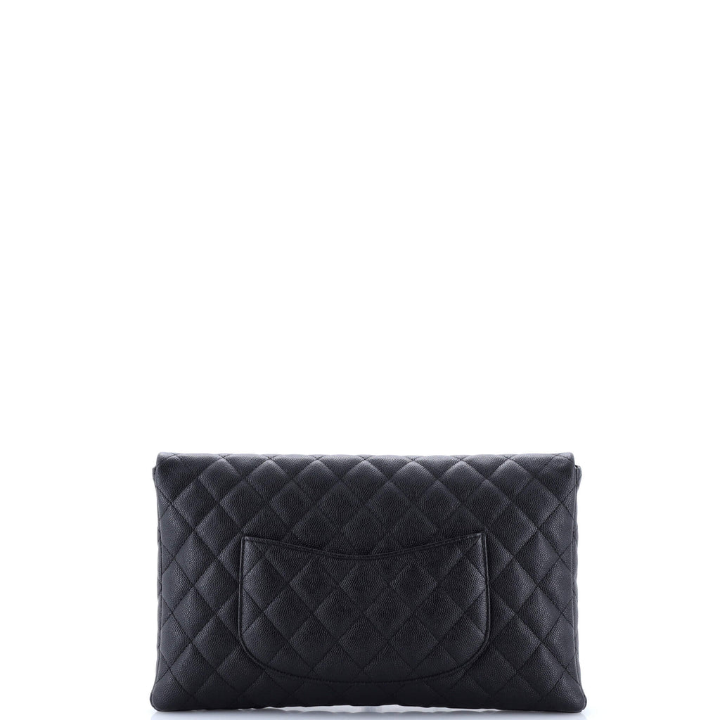 Classic Flap Clutch Quilted Caviar
