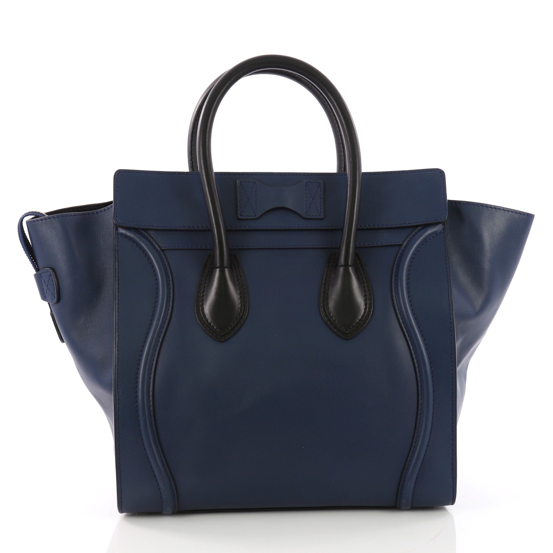 Bicolor Luggage Handbag Leather Mini