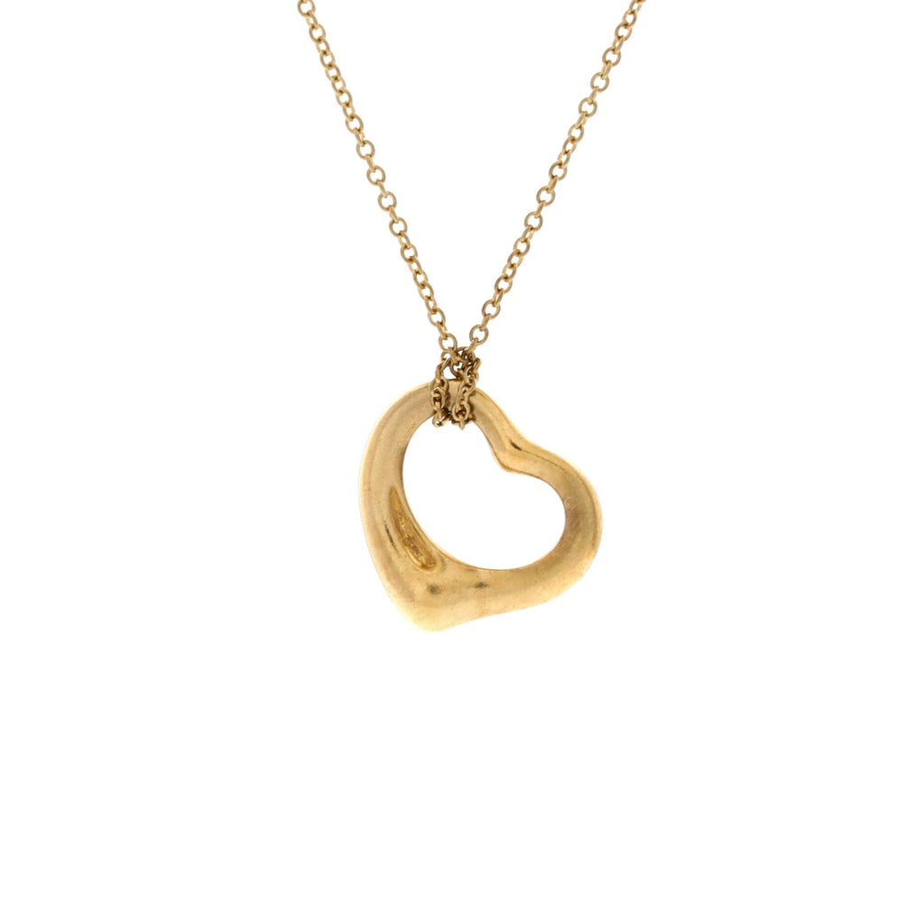 Elsa Peretti Open Heart Pendant Necklace 18K Yellow Gold 16mm