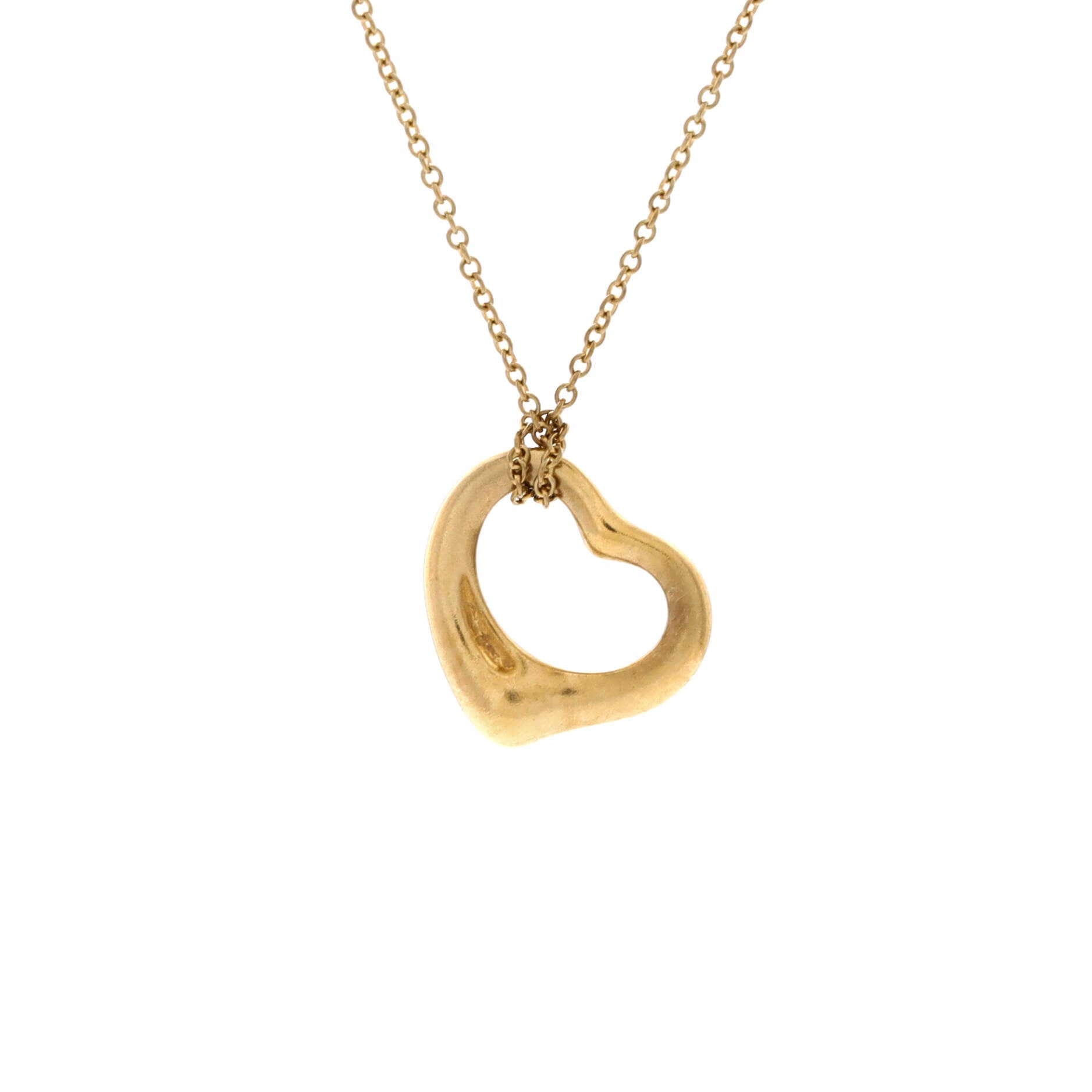 Elsa Peretti Open Heart Pendant Necklace 18K Yellow Gold 16mm