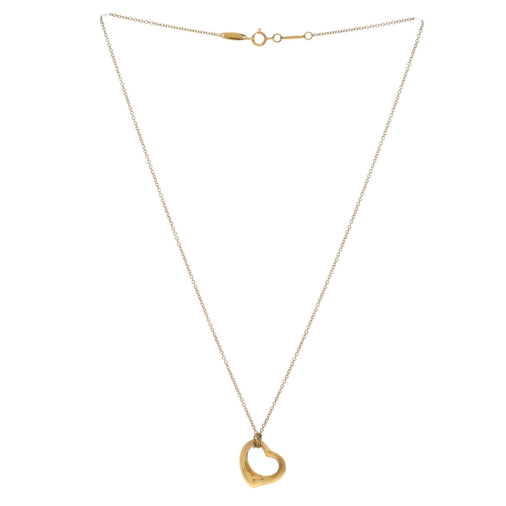 Elsa Peretti Open Heart Pendant Necklace 18K Yellow Gold 16mm