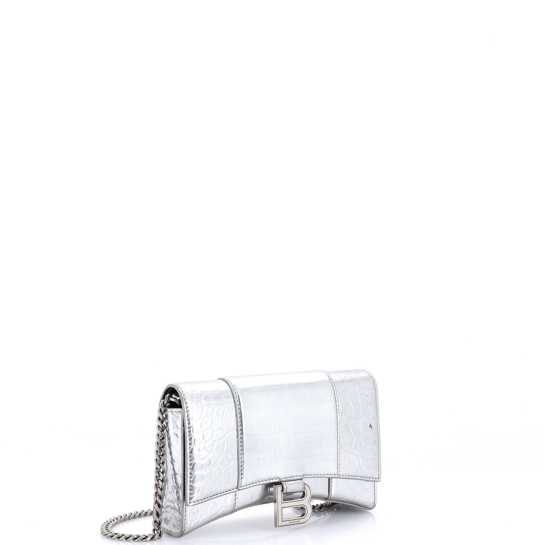 Hourglass Crossbody Bag Crocodile Embossed Leather XS