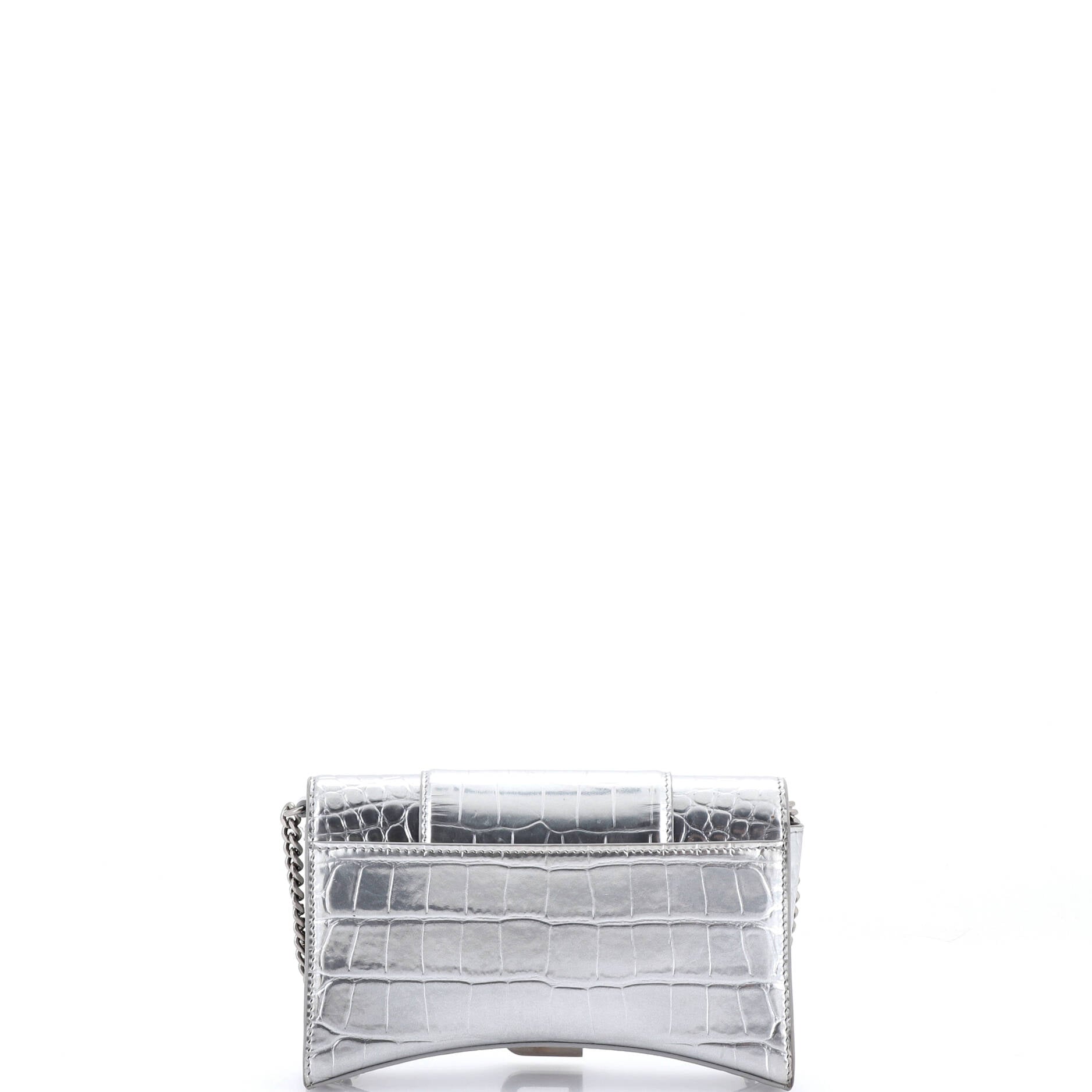 Hourglass Crossbody Bag Crocodile Embossed Leather XS
