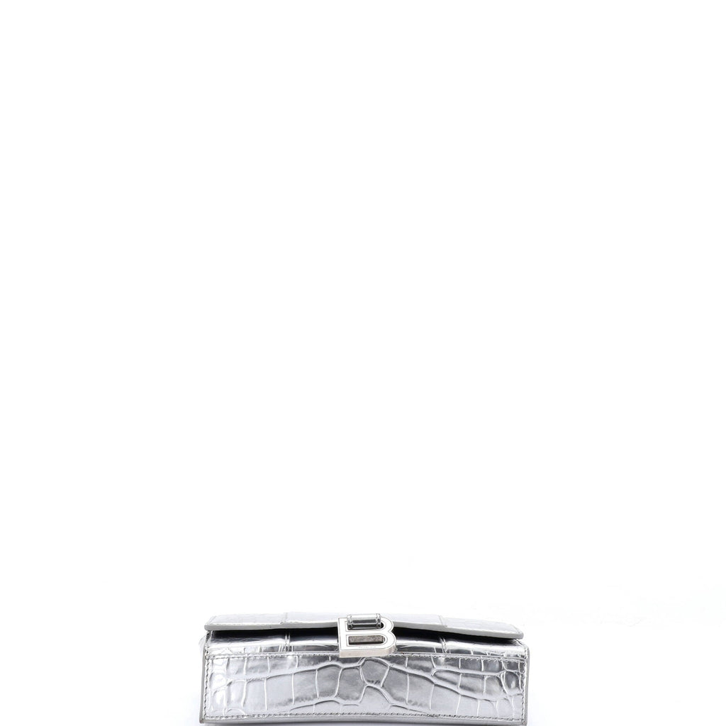 Hourglass Crossbody Bag Crocodile Embossed Leather XS