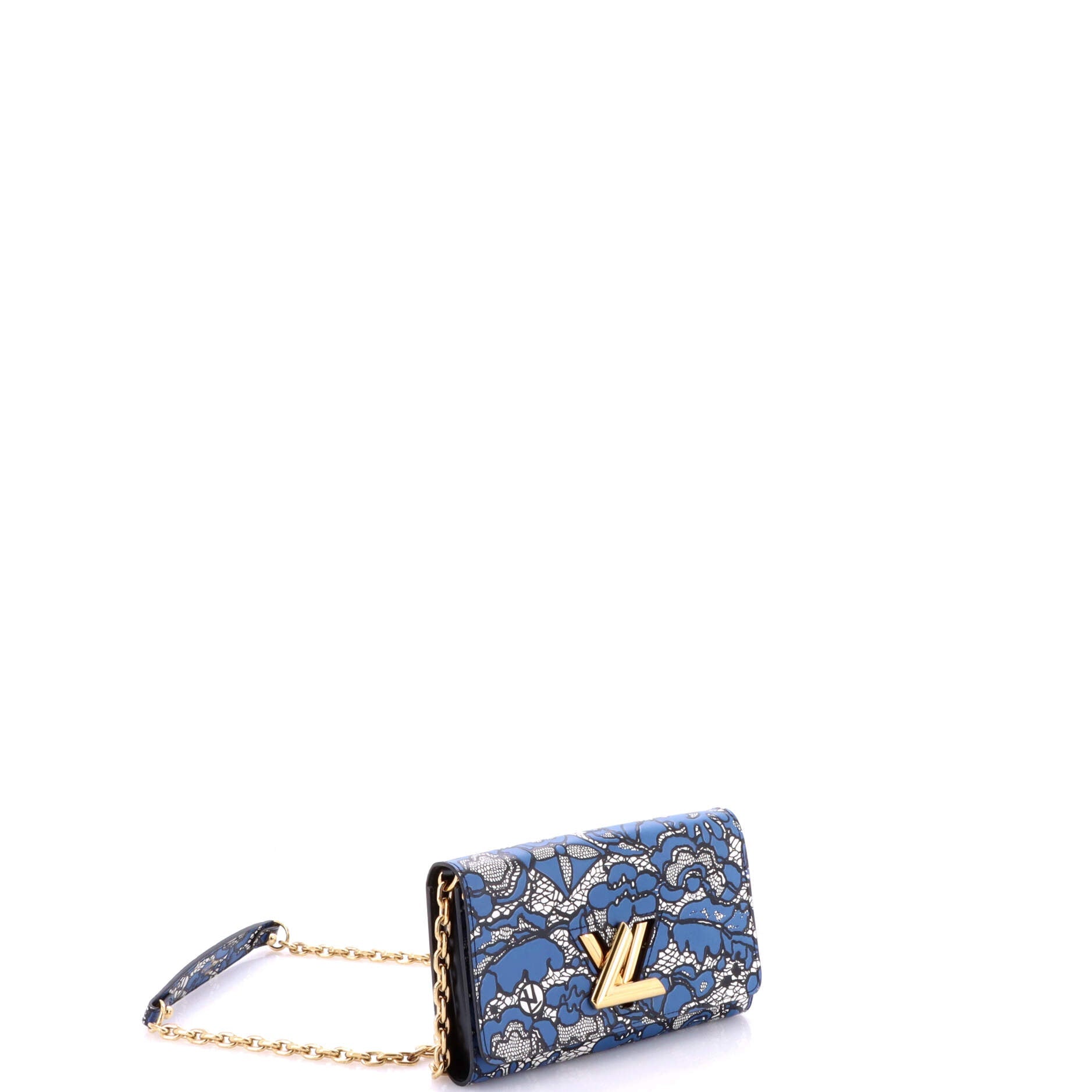 Twist Chain Wallet Lace Embossed Leather