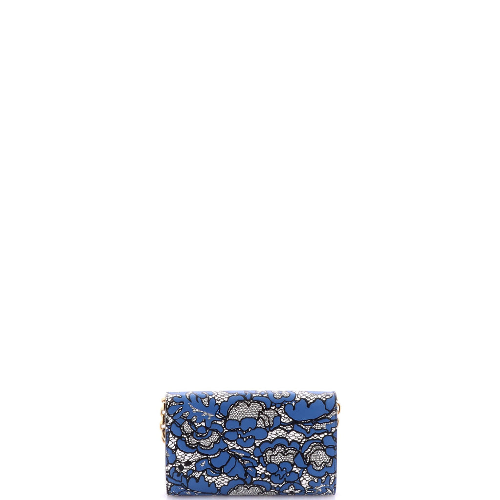 Twist Chain Wallet Lace Embossed Leather