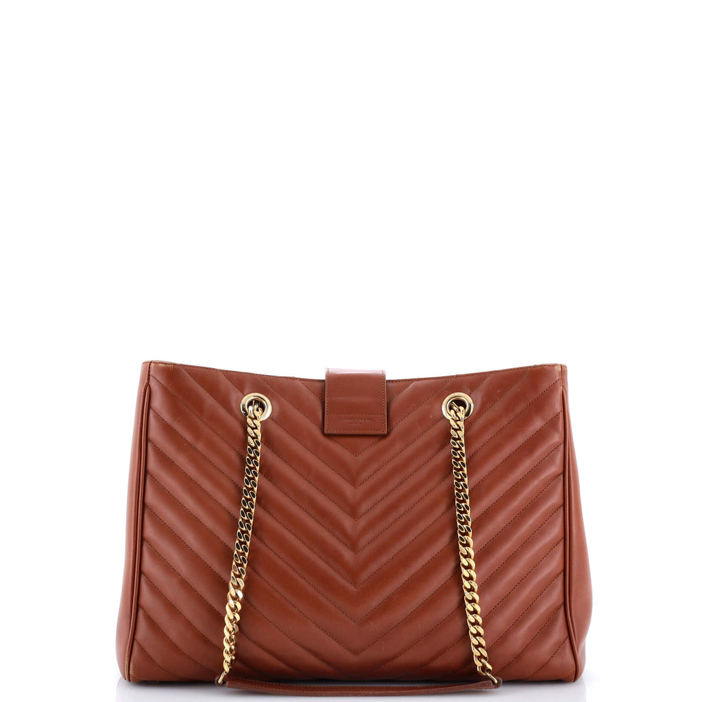 Classic Monogram Shopper Matelasse Chevron Leather Large