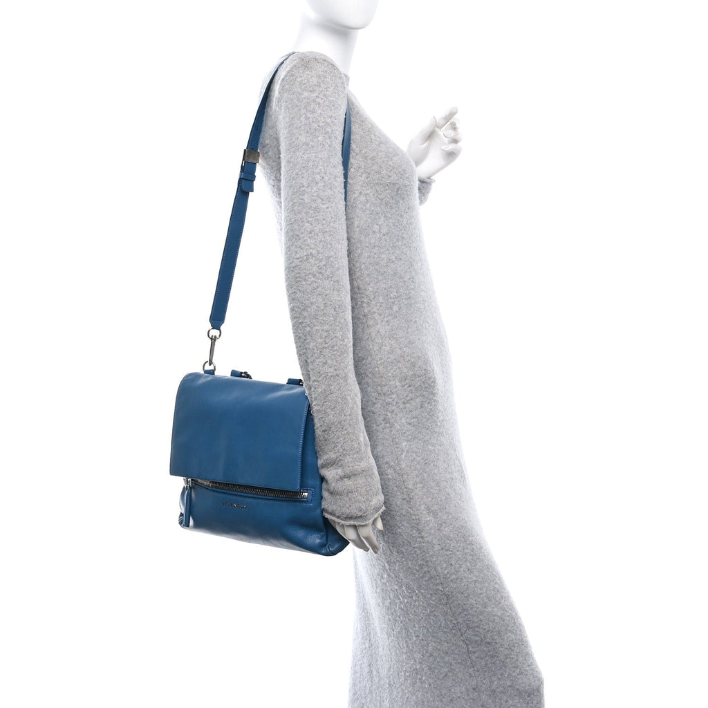 Calfskin Small Pandora Pure Flap Bag Blue