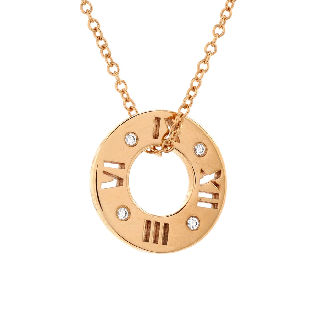 Atlas Pierced Circle Pendant Necklace 18K Rose Gold with Diamonds