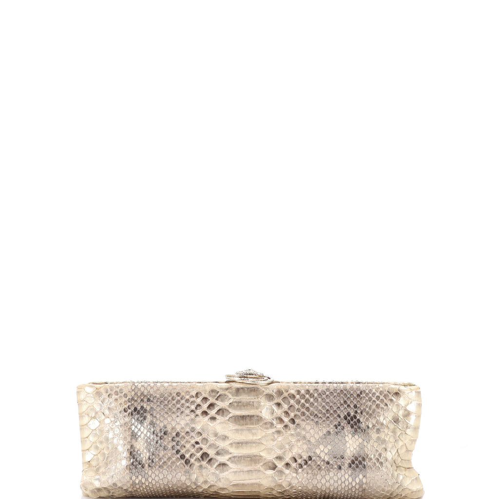 Frame Clutch Python with Crystals Medium