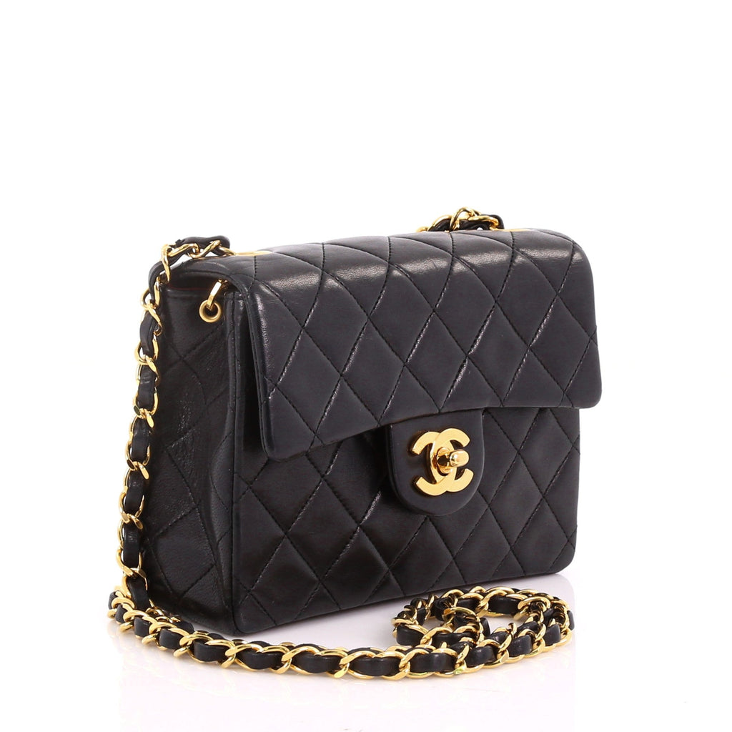 Vintage Square Classic Single Flap Bag Quilted Lambskin Mini