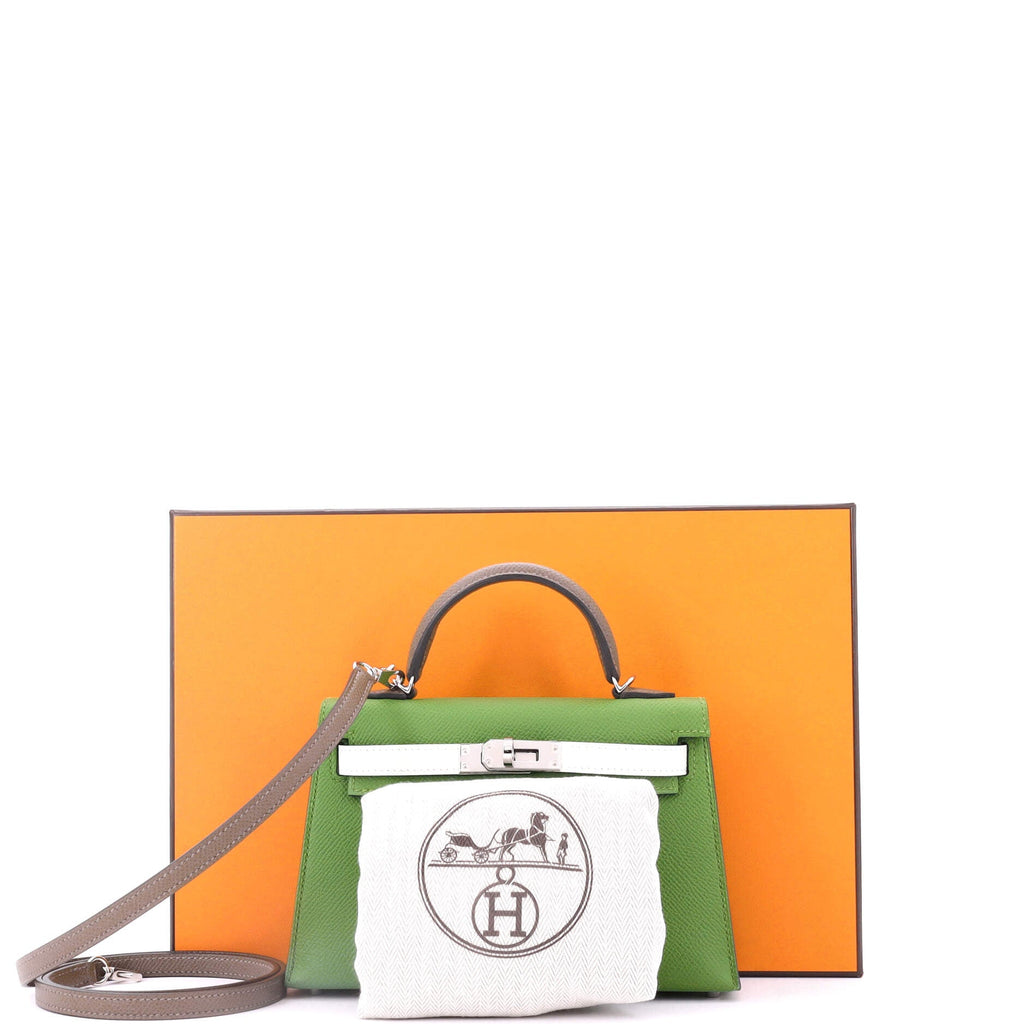 Kelly Mini II Bag Tricolor Epsom with Palladium Hardware 20
