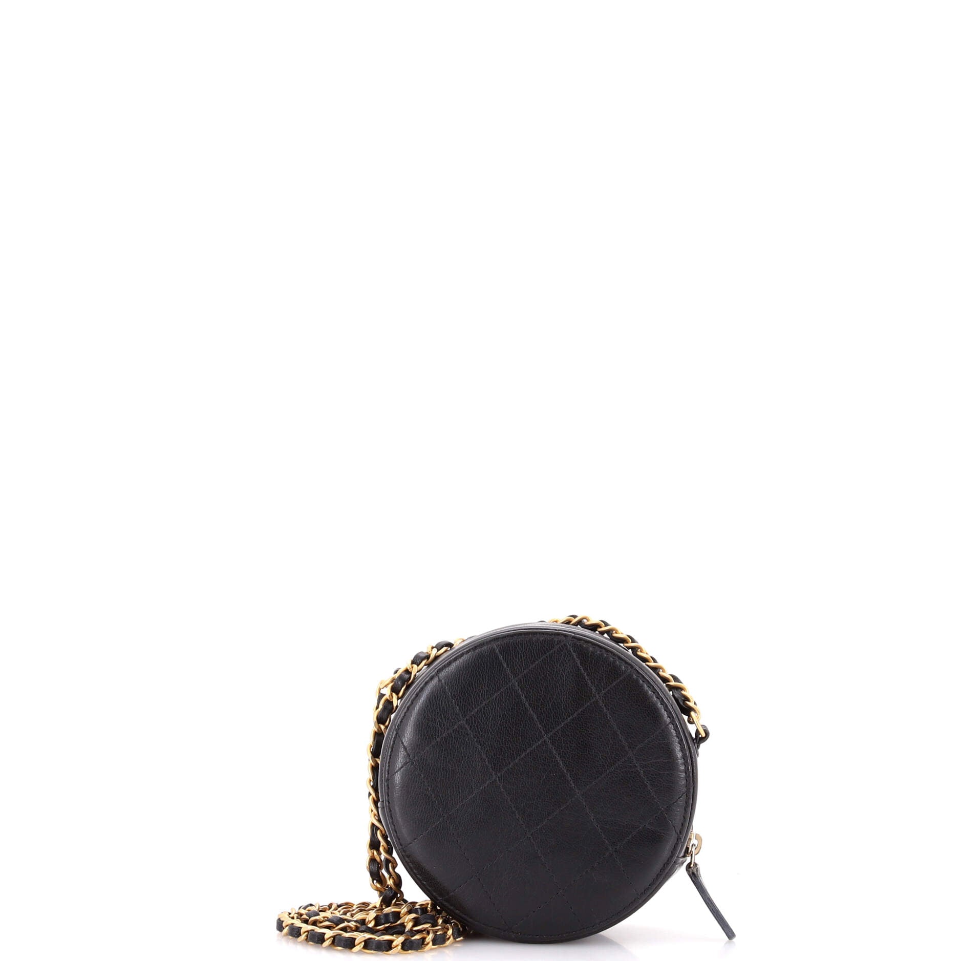 Chic Pearls Round Clutch with Chain Quilted Lambskin