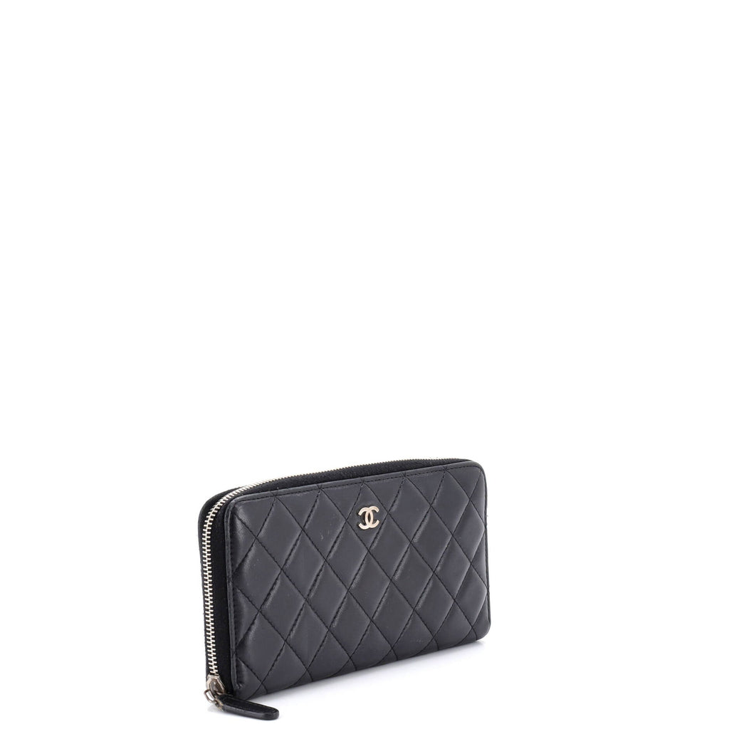 Zip Around Wallet Quilted Lambskin Long