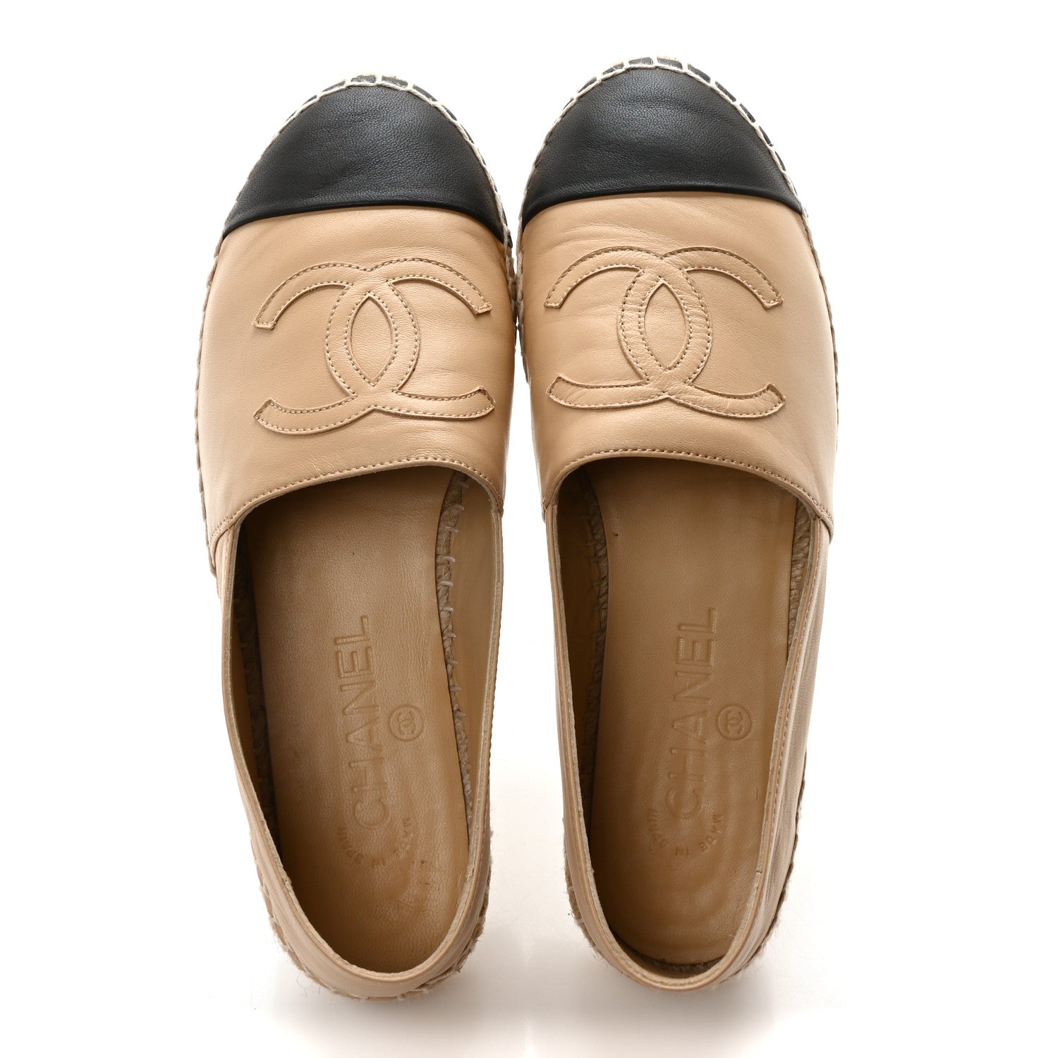 Lambskin CC Espadrilles 37 Beige Black