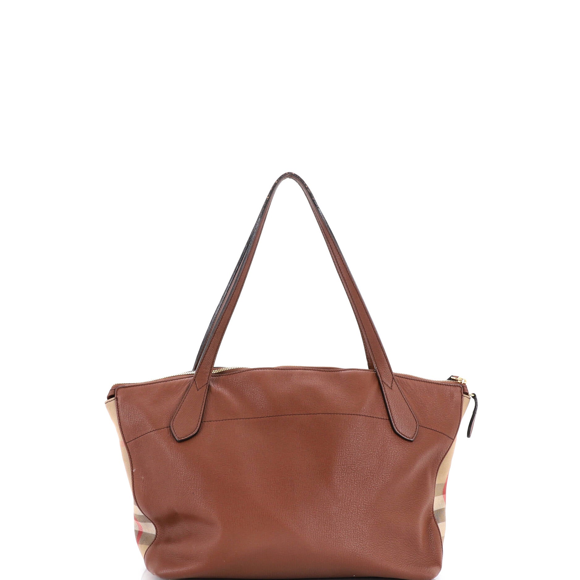 Welburn Tote Leather and House Check Canvas Medium