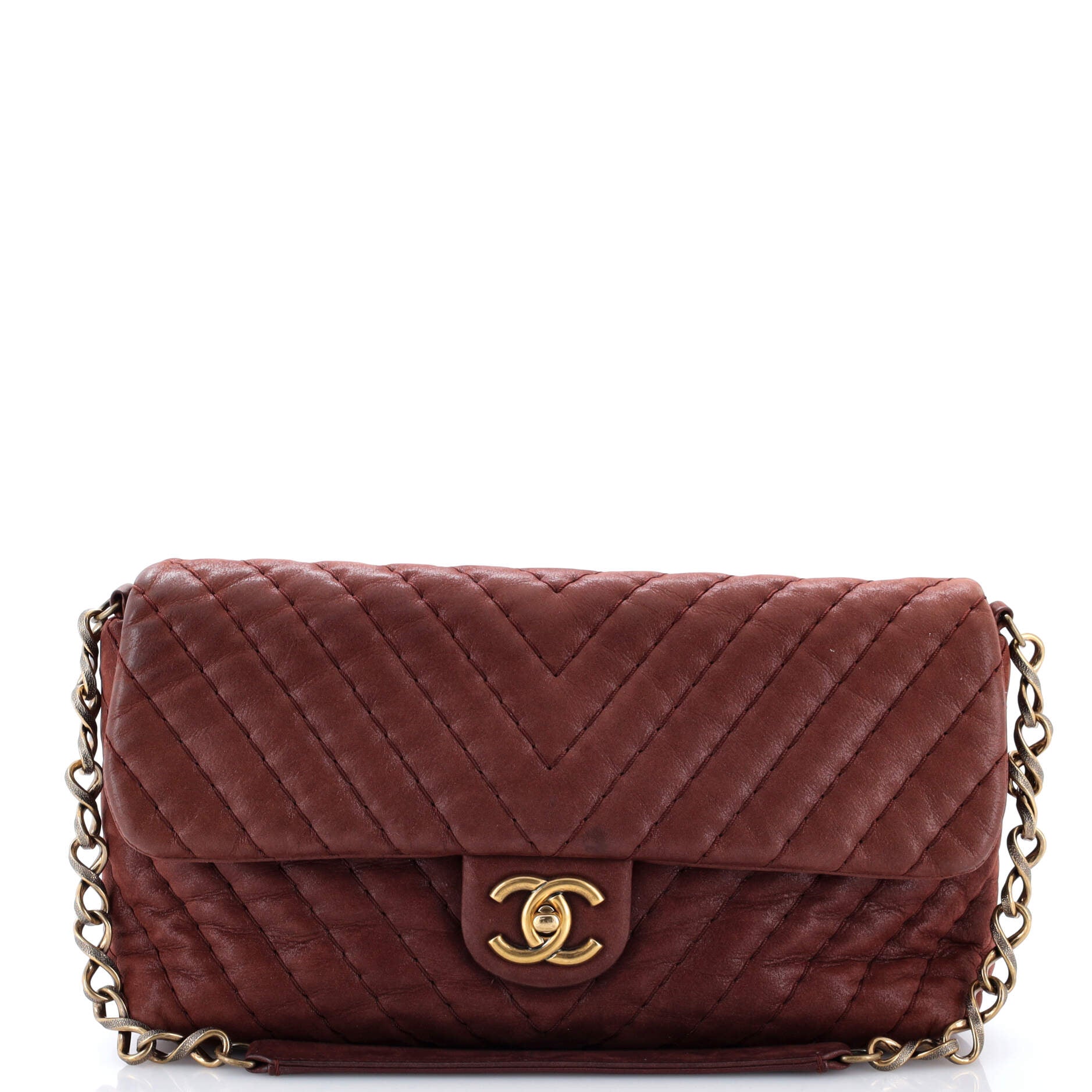 Surpique Chevron Flap Bag Quilted Iridescent Calfskin Jumbo