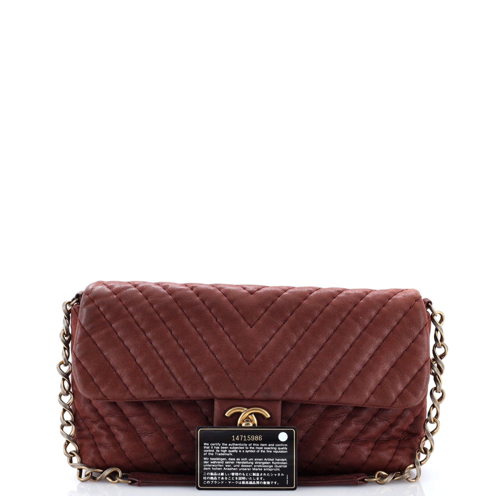 Surpique Chevron Flap Bag Quilted Iridescent Calfskin Jumbo