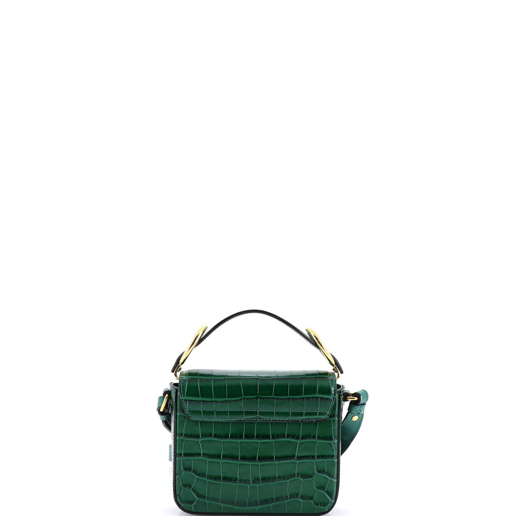 C Double Carry Bag Crocodile Embossed Leather Mini