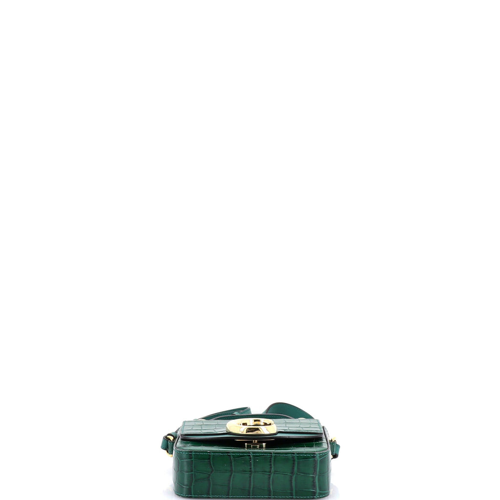 C Double Carry Bag Crocodile Embossed Leather Mini