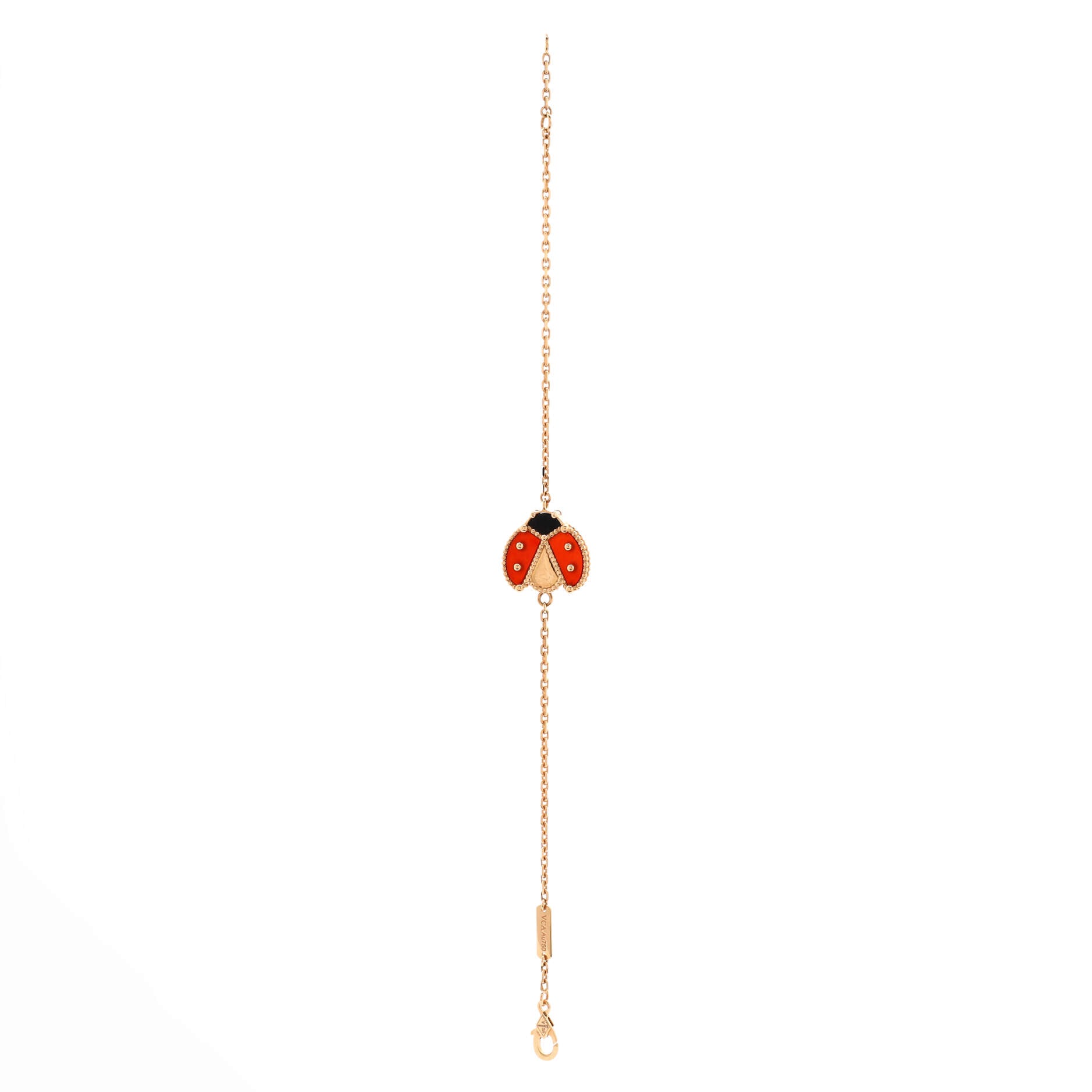 Lucky Spring Open Wings Ladybug Bracelet 18K Rose Gold with Carnelian and Onyx