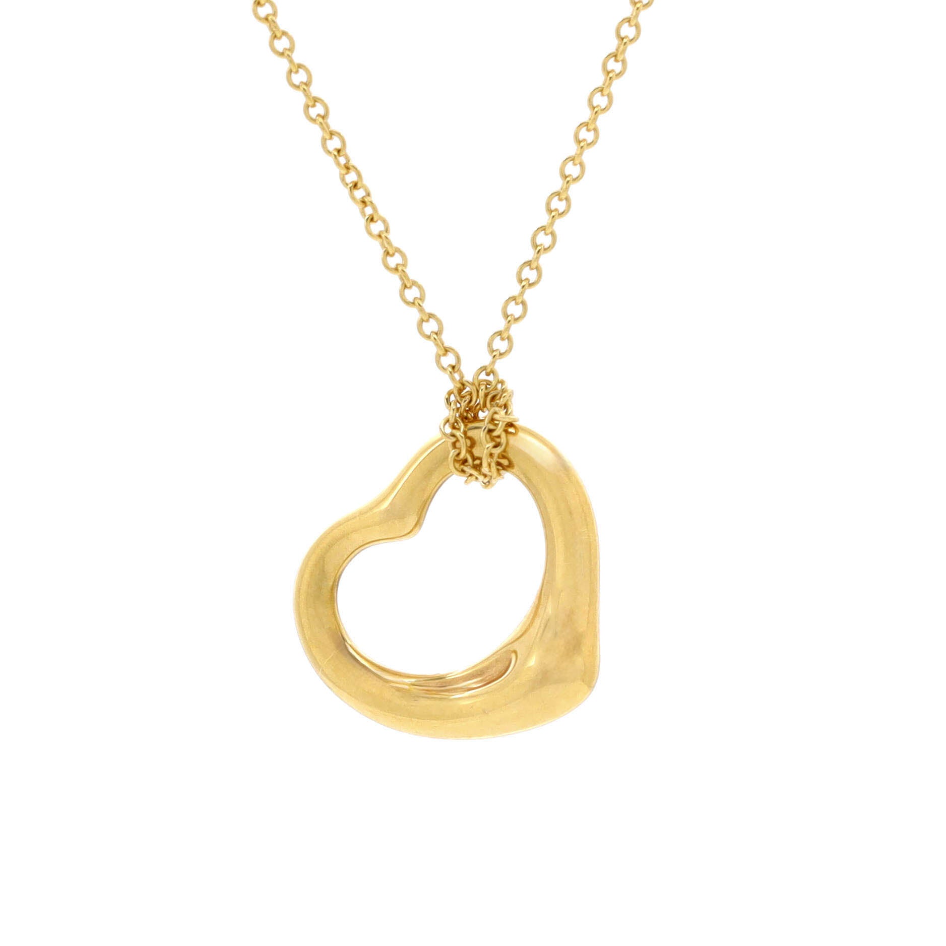 Elsa Peretti Open Heart Pendant Necklace 18K Yellow Gold 16mm
