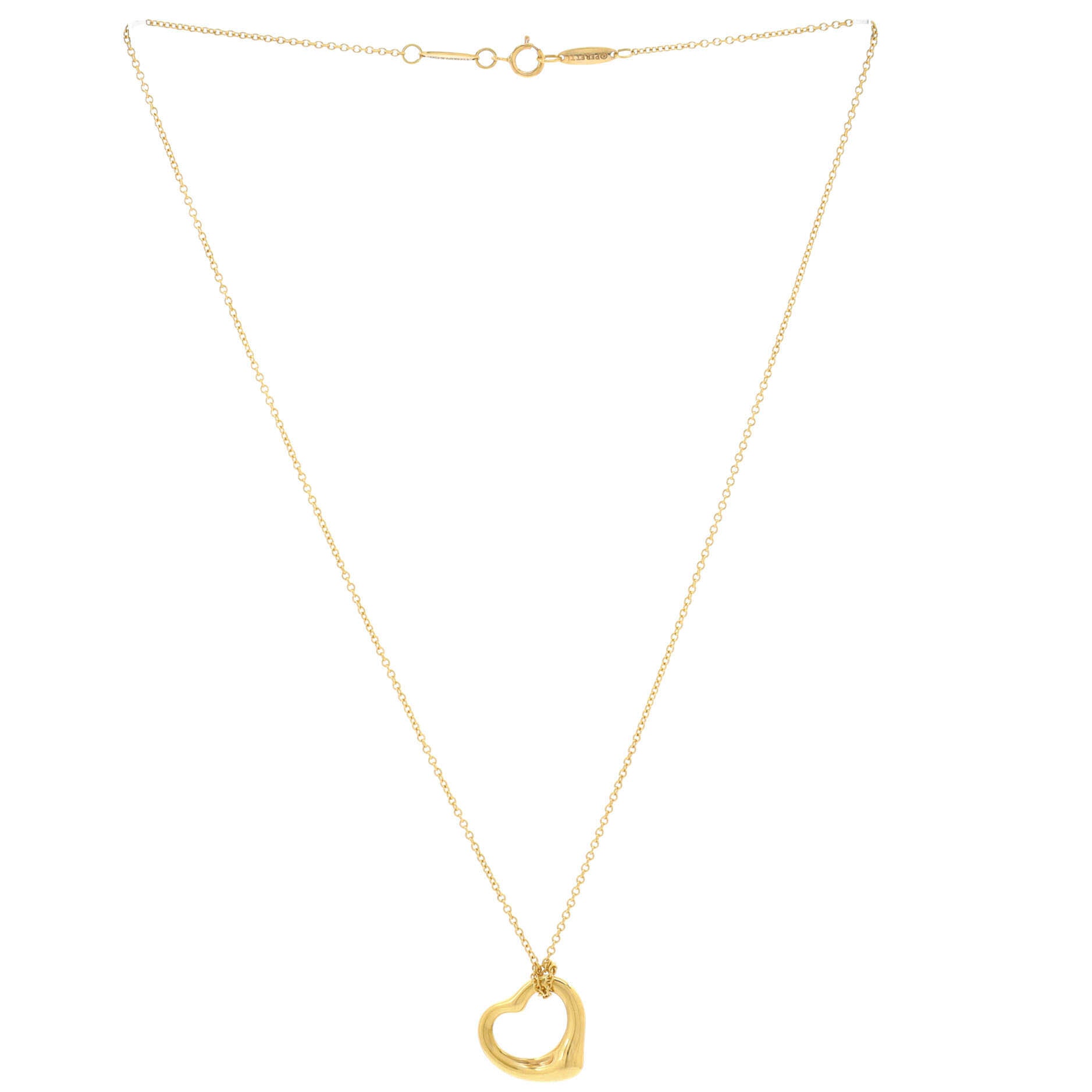 Elsa Peretti Open Heart Pendant Necklace 18K Yellow Gold 16mm