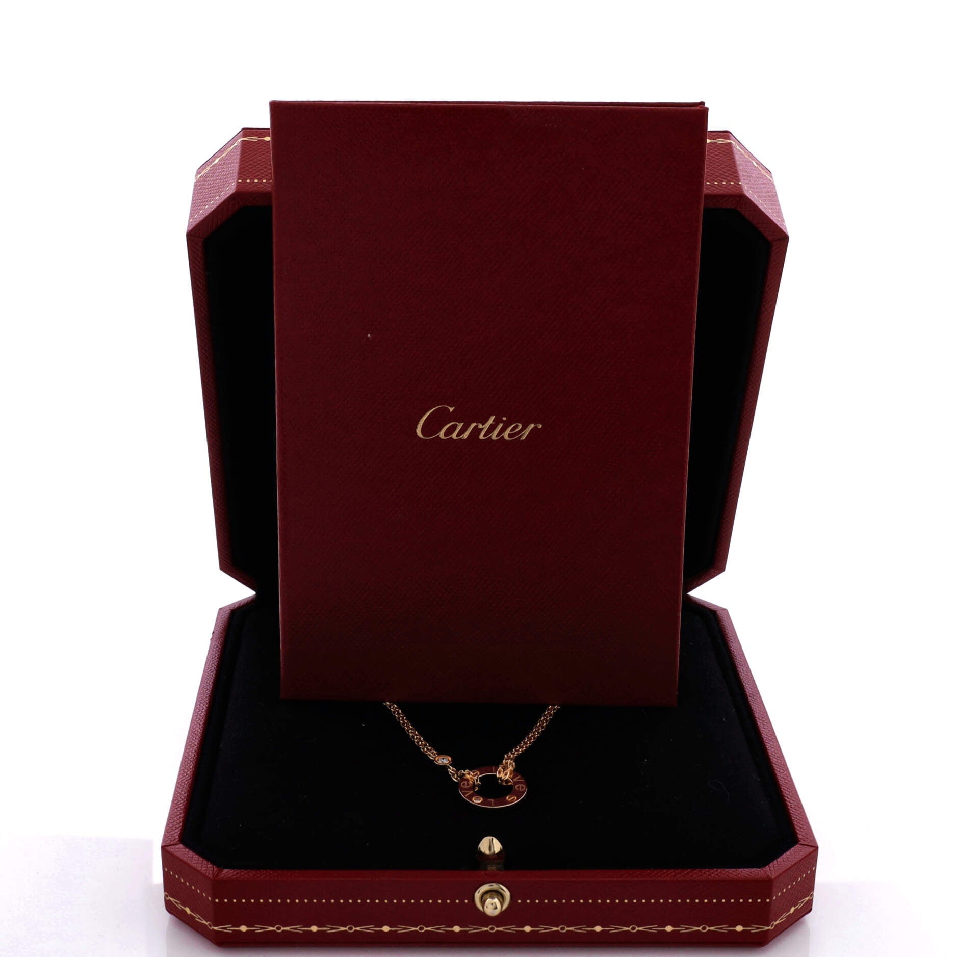 2 Diamonds Love Pendant Necklace 18K Yellow Gold and Diamonds