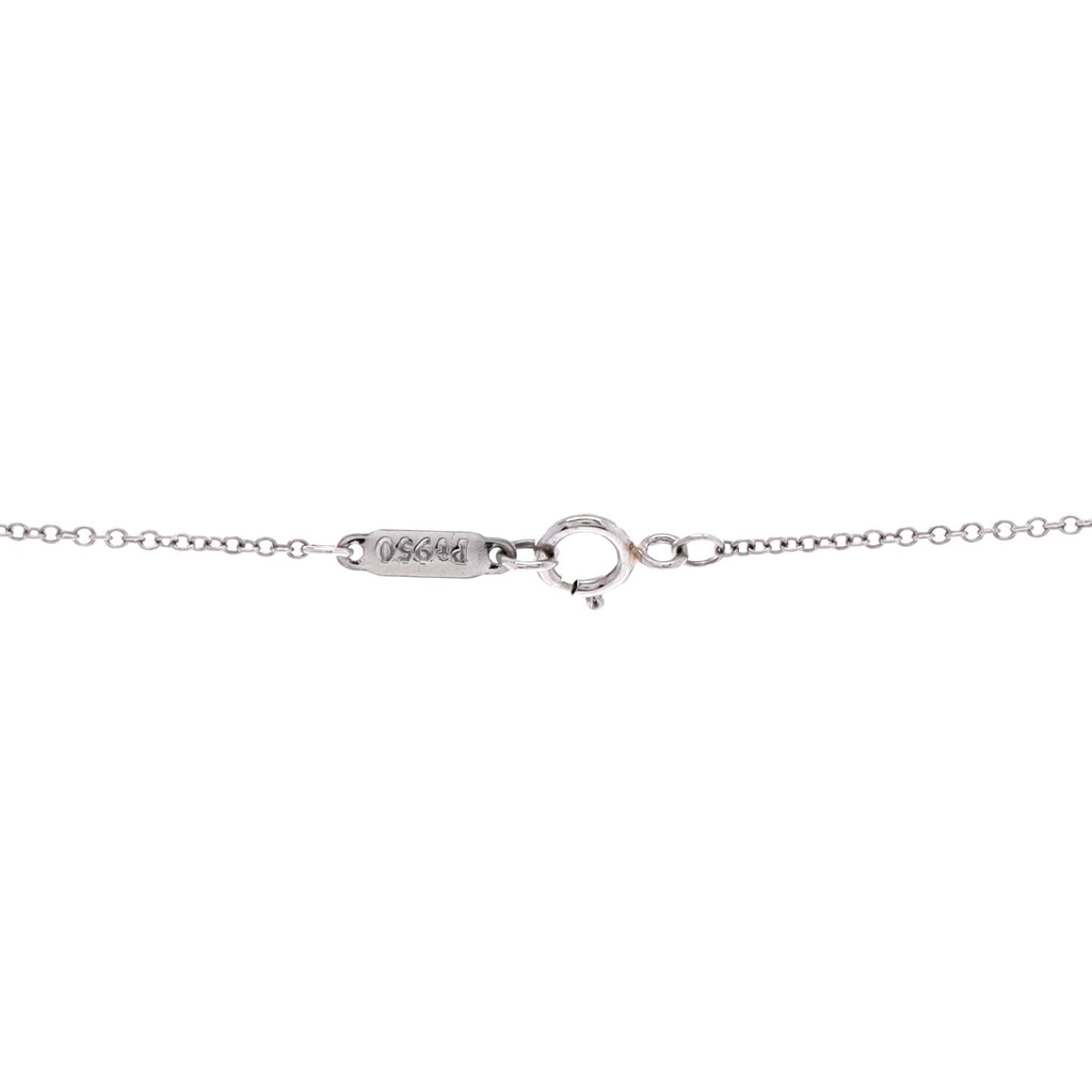 Oval Key Pendant Necklace Platinum with Diamonds Small