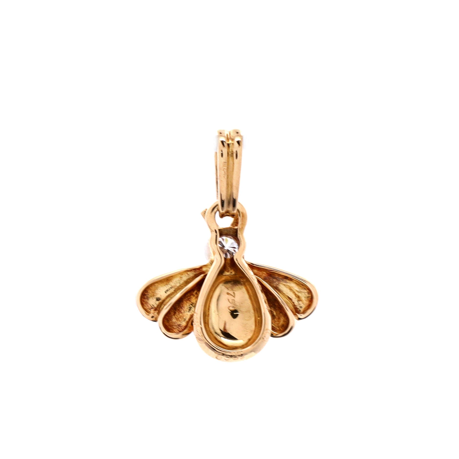 Bumble Bee Charm Necklace 18K Yellow Gold with Diamond and Enamel