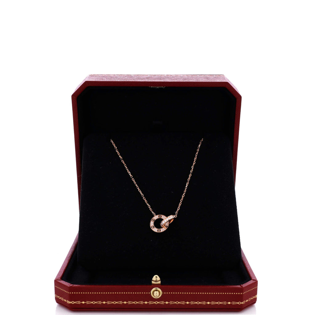 Love Interlocking Pave Necklace 18K Rose Gold and Diamonds