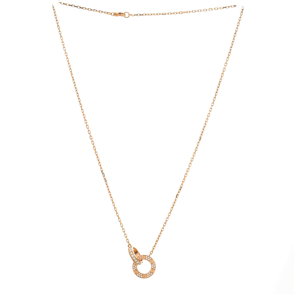 Love Interlocking Pave Necklace 18K Rose Gold and Diamonds