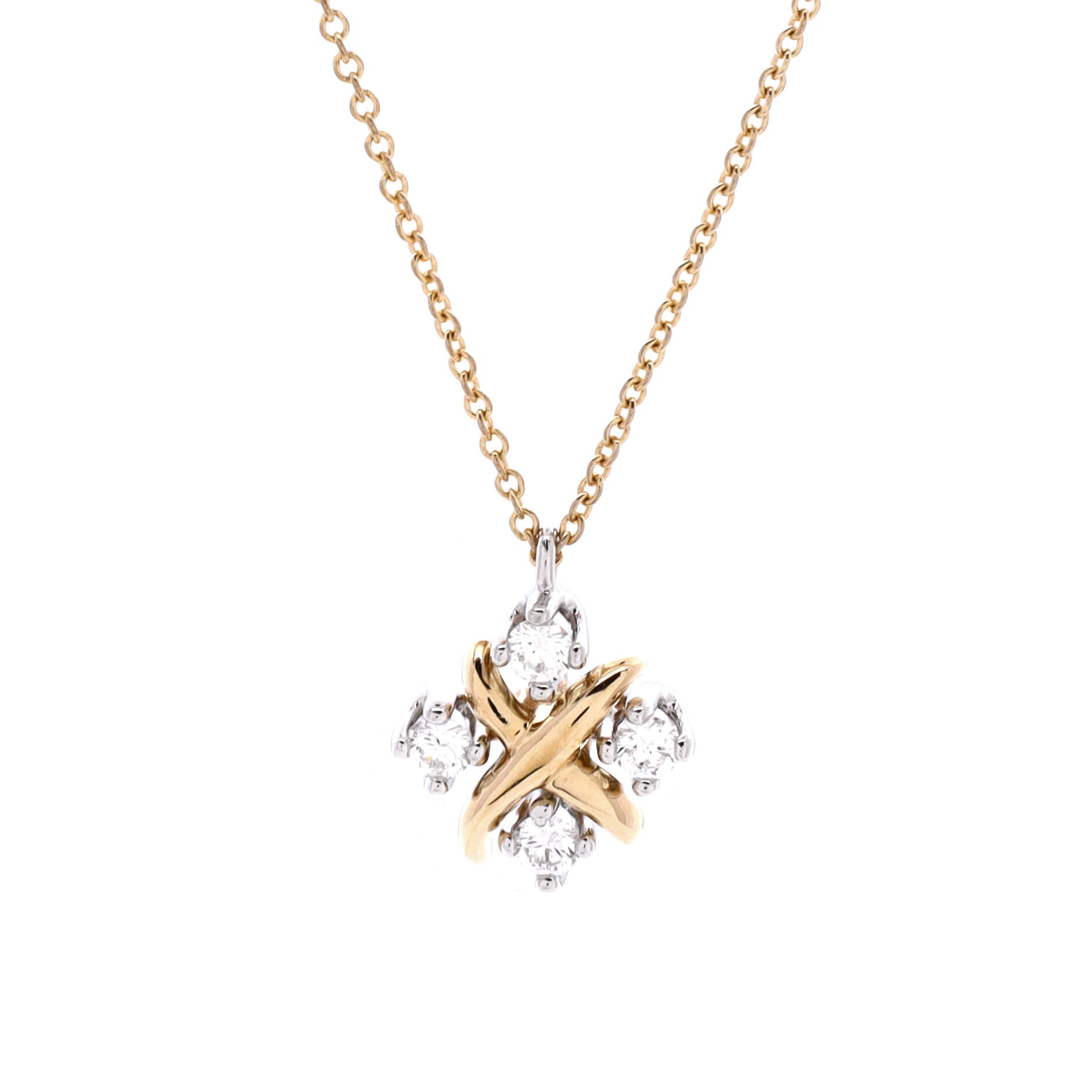 Schlumberger Lynn Pendant Necklace 18K Yellow Gold and Platinum with Diamonds
