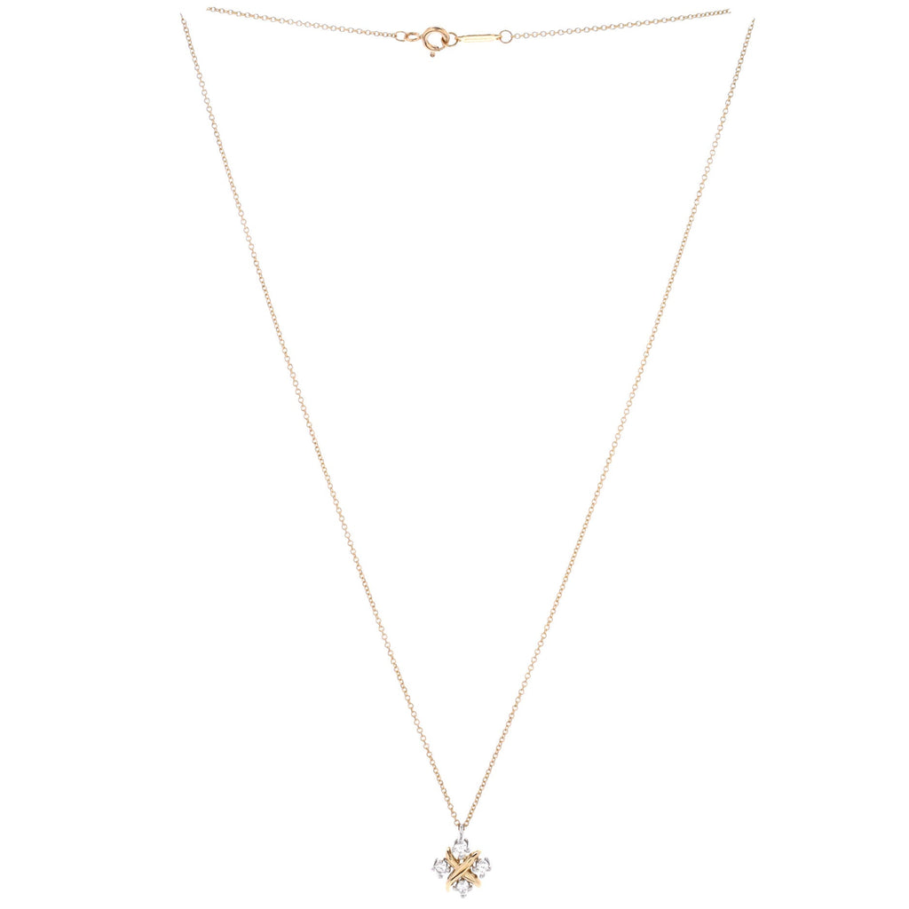 Schlumberger Lynn Pendant Necklace 18K Yellow Gold and Platinum with Diamonds