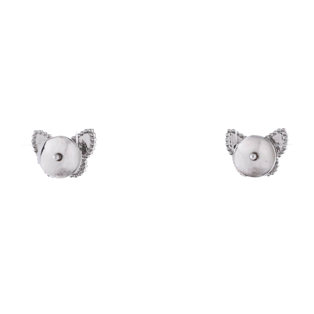 Sweet Alhambra Butterfly Stud Earrings 18K White Gold and Turquoise