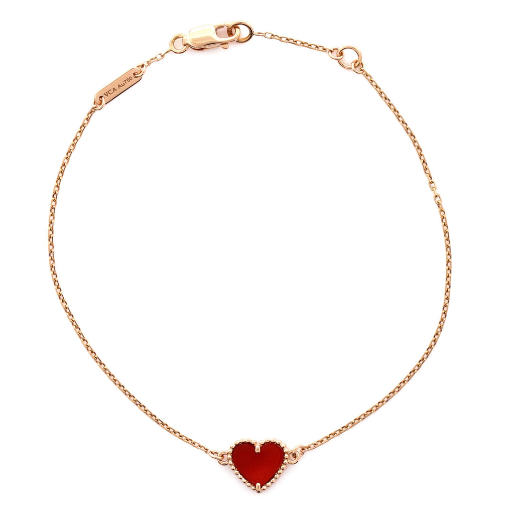 Sweet Alhambra Heart Bracelet 18K Rose Gold with Carnelian