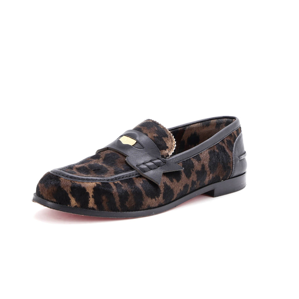 Women's Penny Loafers Leopard Print Goat Hair