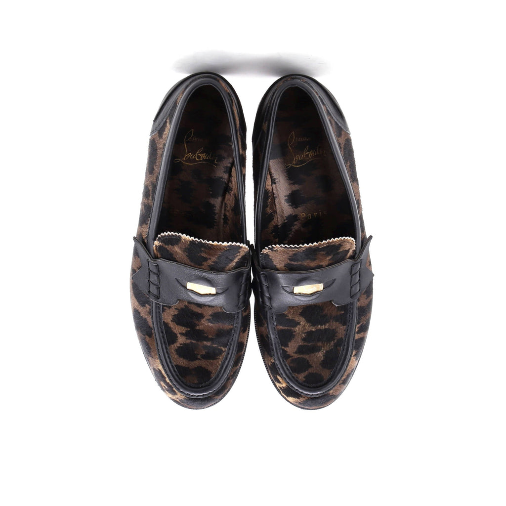 Women's Penny Loafers Leopard Print Goat Hair